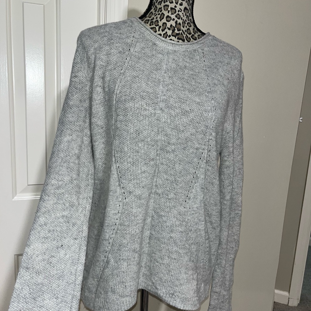 Anthropologie Coin 1804 Split Back Layered Look Gray Sweater Size Large - Picture 9 of 9